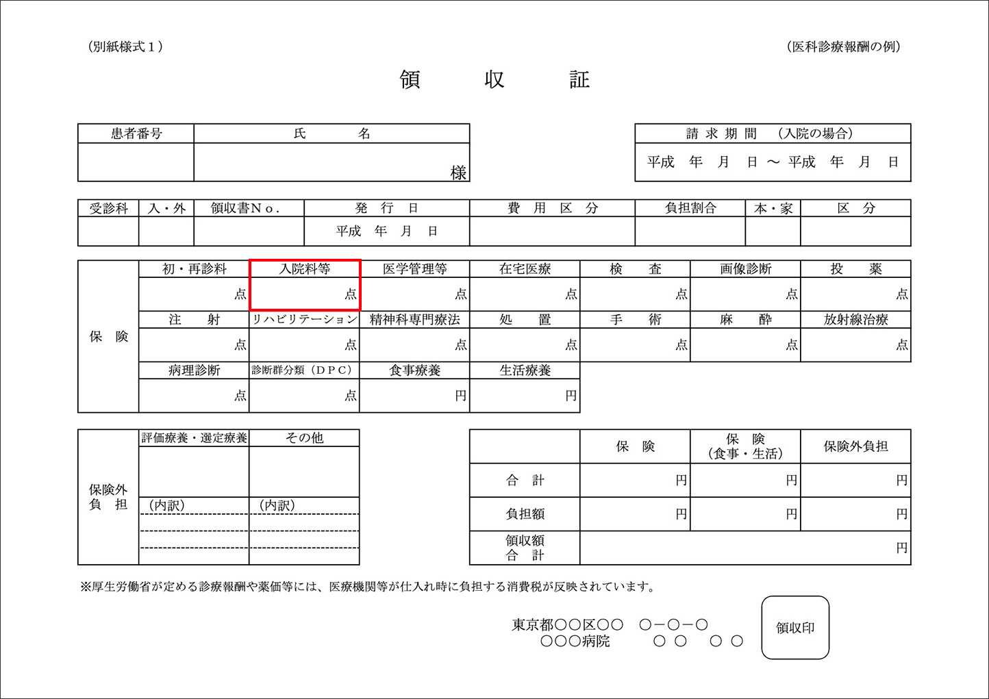 医療費の領収書