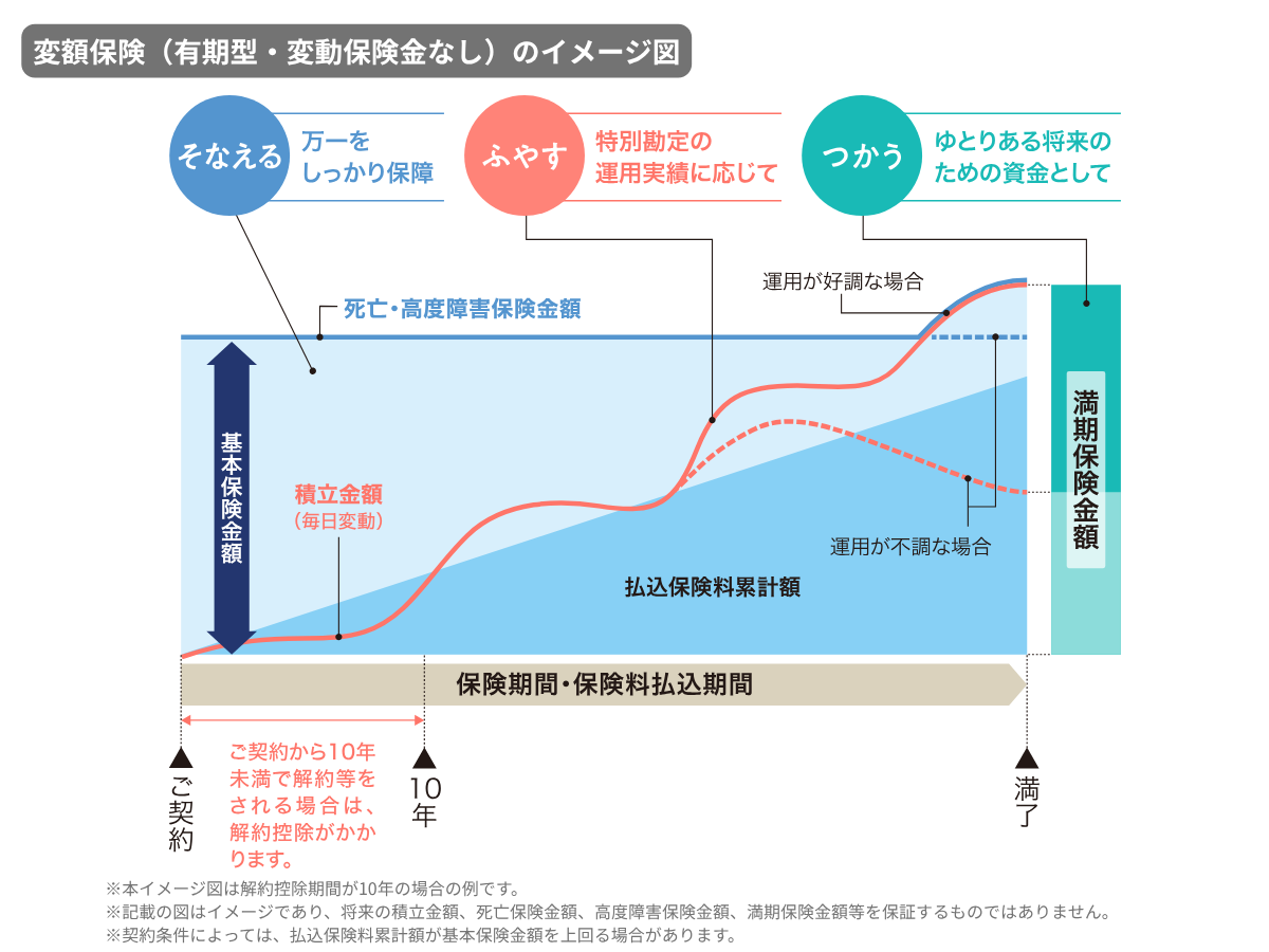 変額保険(有期型・変動保険金なし)のイメージ図