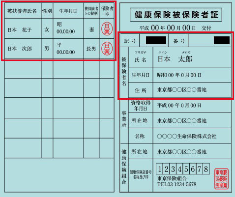 紙型の健康保険証の画像