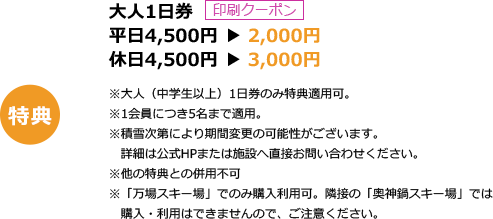 特典 大人1日券