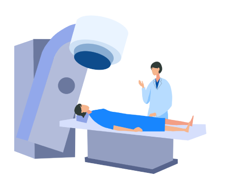 MRI検査を受ける女性と医師のイラスト