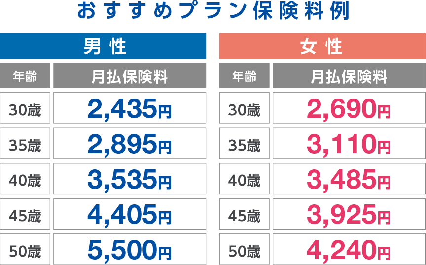 おすすめ保険料例