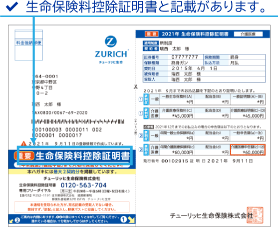生命保険料控除証明書イメージ